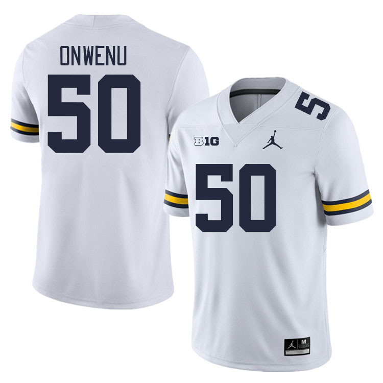 Michigan Wolverines #50 Michael Onwenu College Football Jerseys Stitched Sale-White